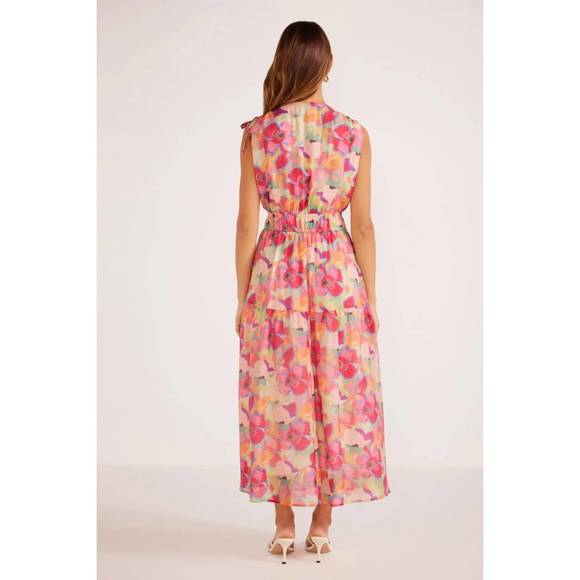 NEW MINKPINK feyano tiered midi dress in bright floral print